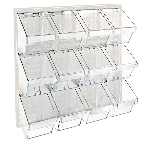 12 Small Bucket Peg Wall Accessory Organizer Set 24''W x 24''H Pegboard Panel